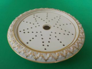c.  1890 Royal Worcester Floral Covered Cheese Dish Bowl with Drainer 1393 5