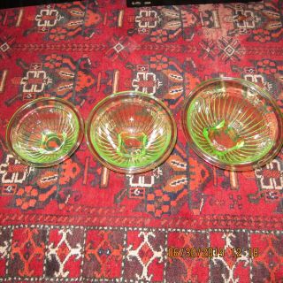 Anchor Hocking Green Depression Glass Transparent Nesting Mixing Bowls Set Of 3