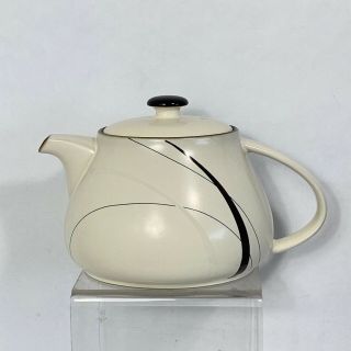 Retro Mod Art Deco Denby Black And White Teapot England