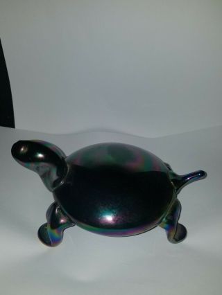 Gibson Carnival Glass Turtle 1985 Paperweight Figurine