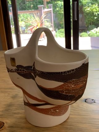 Royal Haegar Pottery Vase Planter Speckled Earth Wrap Glaze Brown Tan Vtg Mcm