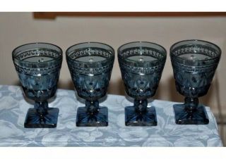 Set Of 4 Vintage Indiana Glass Colony Park Lane Blue 4 - 1/2 " Stemmed Goblets
