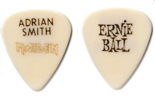 Adrian Smith Guitar Pick Stage Iron Maiden Tour (white And Gold)