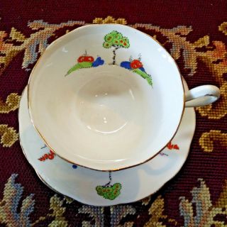 Vintage Royal Albert Happyland Tea Cup And Saucer Tree With Fruits And Flowers