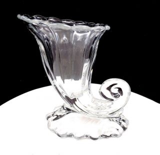 Heisey Warwick Clear Glass Cornucopia Horn Of Plenty 7 " Vase 1933 - 1950