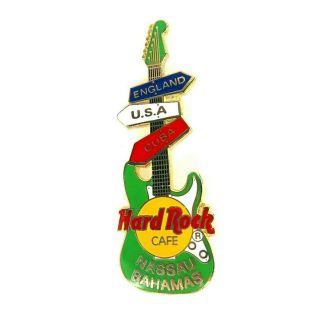 Hard Rock Cafe Pins Nassau Bahamas Directional Road Sign Guitar Green