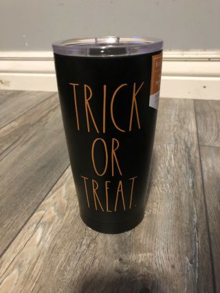 Rae Dunn Trick Or Treat Travel Mug Insulated Tumbler Stainless Steel 17oz W/ Lid