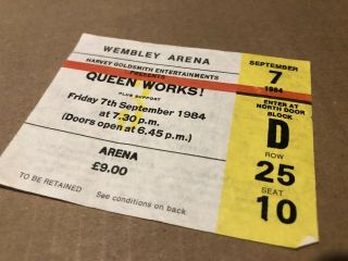 Queen Tour 1984 Rare Ticket Stub
