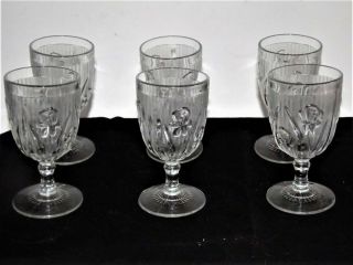 6 Vintage Jeannette Depression Glass Iris And Herringbone Cordial Glasses