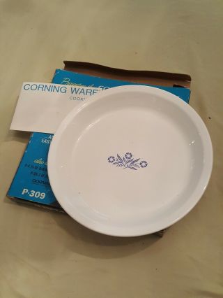 Corning Ware Blue Cornflower Pie Plate 9 " Dia.  P - 309 Nos Nib