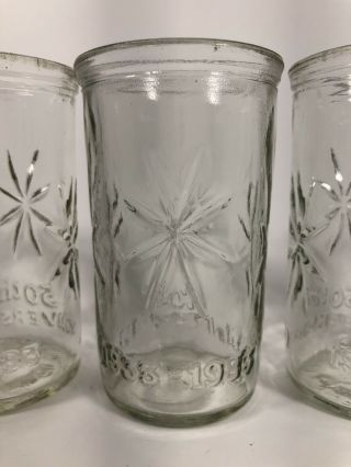 5 Vintage BALL 50th Anniversary Star Burst 4 Oz Glass Jelly Jars Juice Glasses 4
