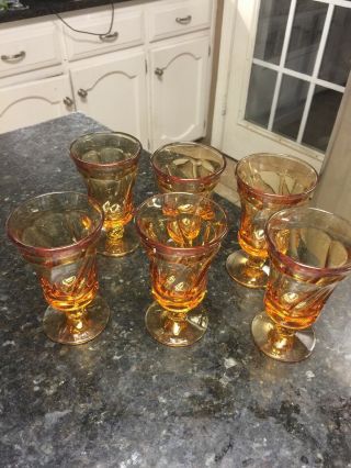 Fostoria Jamestown Amber Set Of 6 Juice Glasses