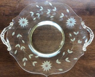 Antique Lancaster Yellow Depression Glass Jubilee Sandwich Plate Tray 12.  5”