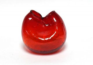 Retro Blenko Mcm Art Glass Ruby Red Vase Item C7139 Ex.