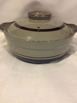 Vintage Otagiri " Mariner " 2 Qt Round Covered Casserole Pot Stoneware / Japan