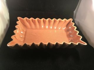 Red Wing Usa Pottery Rectangle Fluted Dish M - 1486 Peach Brown Speckled