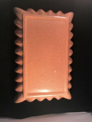 RED WING USA POTTERY RECTANGLE FLUTED DISH M - 1486 PEACH BROWN SPECKLED 3