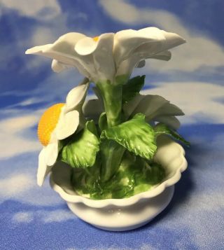 HTF Radnor Bone China 3 Daisy Flowers in Pot Figurine ENGLAND EVC 5