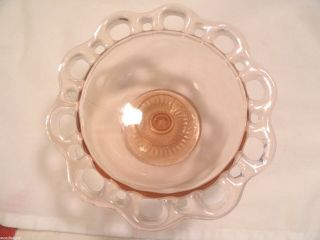Pink Depression Glass Old Colony Lace Edge Open Compote Comport