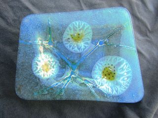 Mid Century Signed Higgins Fused Art Glass Tray 9 X 7.  25
