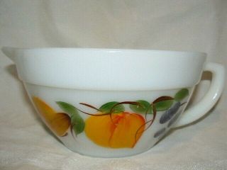 Fire King Gay Fad Fruits Federal Glass Batter Bowl W/spout & Large Rim Ring