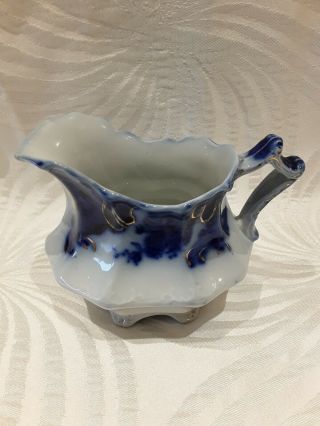 Grindley Argyle Flow Blue Pitcher Creamer Tall 4 Inches Tall 5 Inches Wide