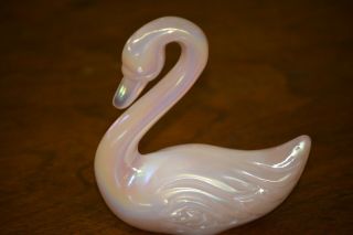 Fenton Pink Iridescent Art Glass Swan Figurine