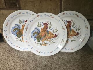 Set Of 3 Corelle Country Morning 10 1/4 Dinner Plate - Rooster