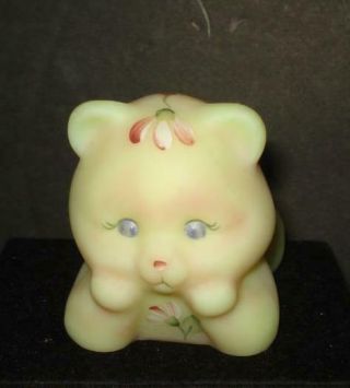 Fenton Art Glass Figurine - Burmese Daydreaming Bear