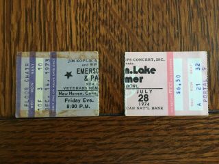 2 Emerson Lake & Palmer Ticket Stubs 1973 And 1974