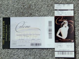 Celine Dion Caesars Colosseum Vegas 2 Different Concert Tickets