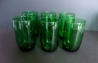 Set Of 6 - 8 Oz Flat Tumbler Roly Poly Forest Green By Anchor Hocking