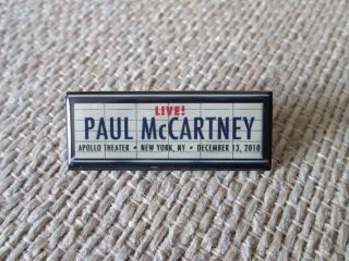 Paul Mccartney Live At Apollo Concert Pin 2010 The Beatles Rare 1 3/4 " X 1/2 "