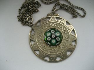 Caithness Glass Jewellery H.  M.  Silver Pendant Millefiori Glass Stone,  Chain