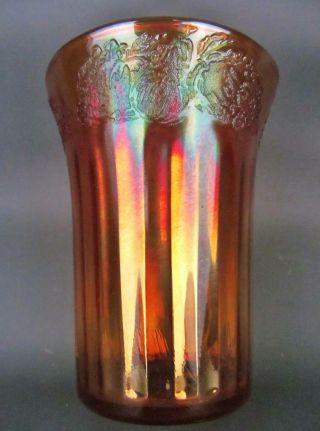 Federal Fruit Lustre Marigold Carnival Glass Fluted Interior Tumbler 6188