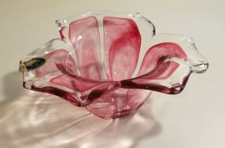 Lavorazione Arte Murano Pink Glass Bowl