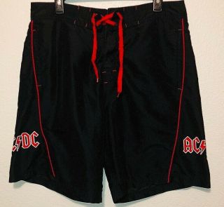 Acdc Rockwear Drawstring Swim Board Shorts Size 36 Waist Ac/dc Rock Band Apparel