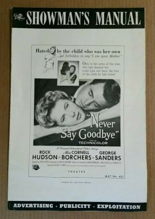 " Never Say Goodbye " Rock Hudson Movie Pressbook,  1956