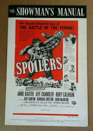 " The Spoilers " Jeff Chandler,  Anne Baxter Movie Pressbook,  1955