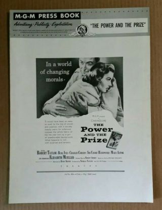 " The Power & The Prize " Robert Taylor,  Burl Ives Movie Pressbook,  1956