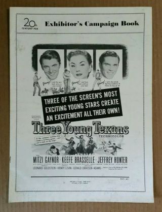 " Three Young Texans " Mitzi Gaynor,  Jeffrey Hunter Movie Pressbook,  1954