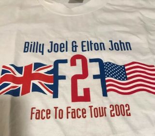 Billy Joel & Elton John Face To Face Tour Tee Shirt 2002 Usa British Flag Xl