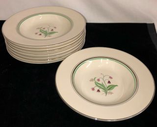 8 Syracuse China Old Ivory Corabel Flowers 8 3/4 " Flat Soup Bowls