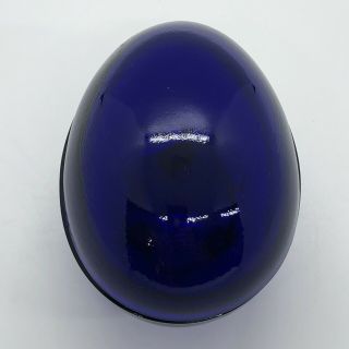 Vintage Westmoreland Cobalt Blue Glass Egg With Lid Trinket Dish Rare 2
