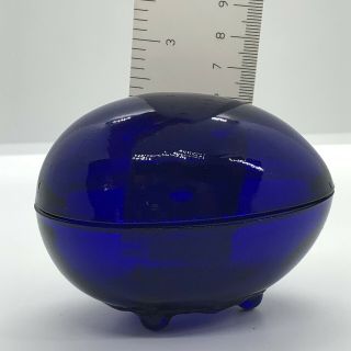 Vintage Westmoreland Cobalt Blue Glass Egg With Lid Trinket Dish Rare 8