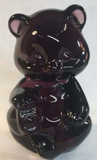 Fenton Art Glass Aubergine Sitting Bear Limited