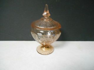PINK DEPRESSION GLASS COMPOTE CANDY DISH w/Lid,  
