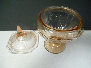 PINK DEPRESSION GLASS COMPOTE CANDY DISH w/Lid,  
