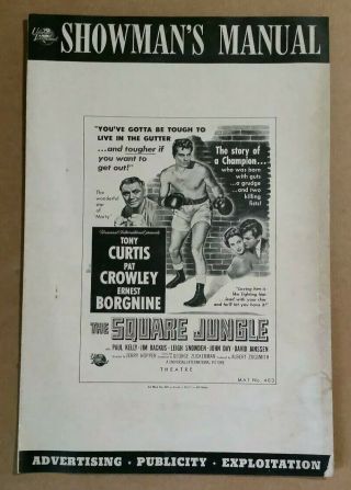 " The Square Jungle " Tony Curtis Movie Pressbook,  1955