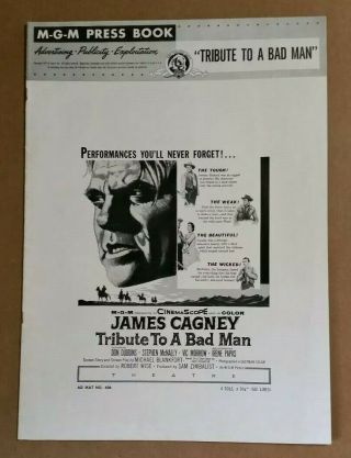" Tribute To A Bad Man " James Cagney Movie Pressbook,  1956